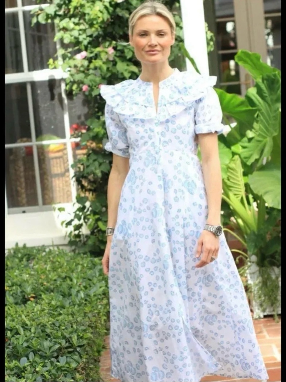 India Amory Ruffle A-Line Midi Dress Size Medium